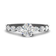 Oval Accented Round Cut Engagement Ring